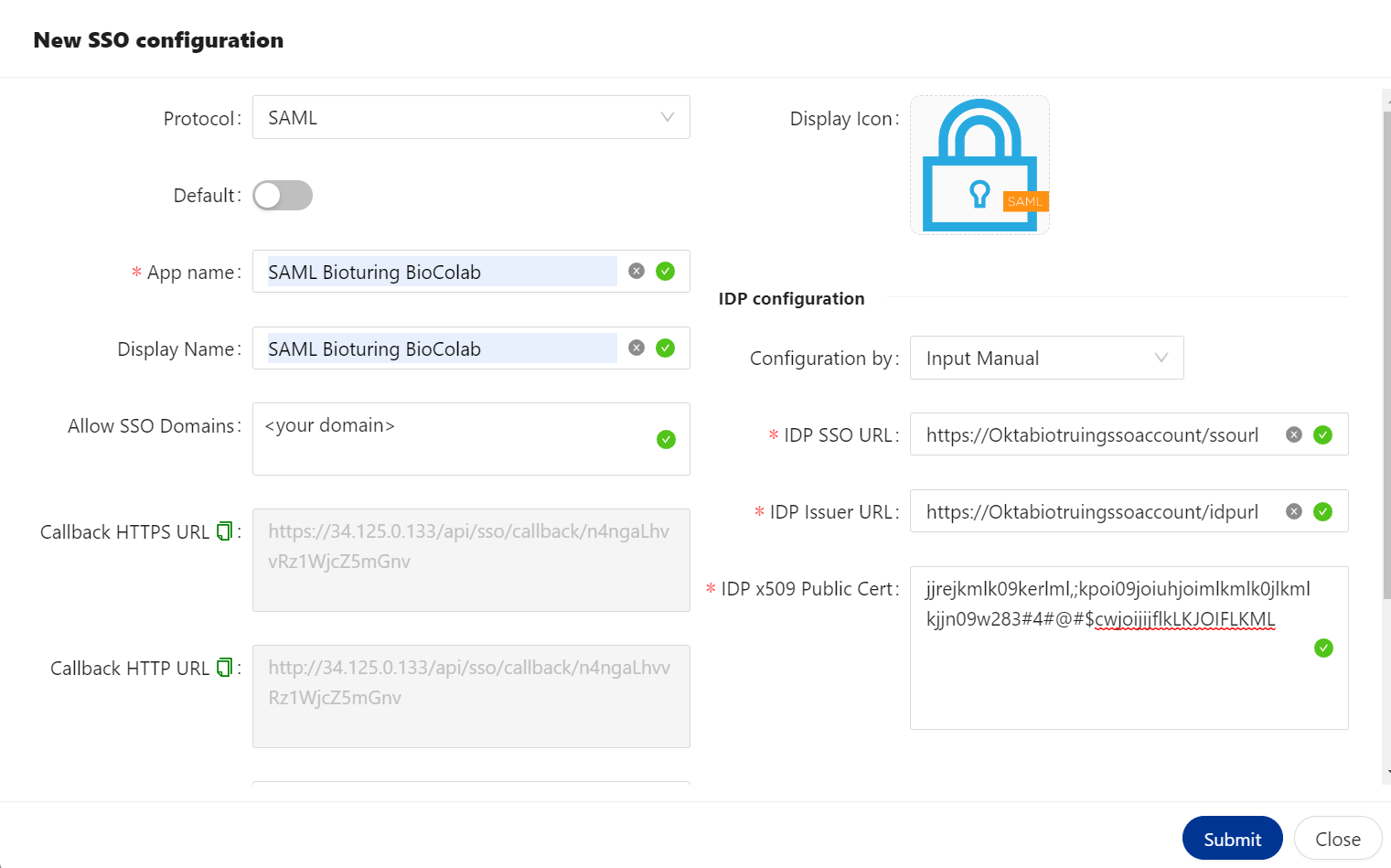 saml config