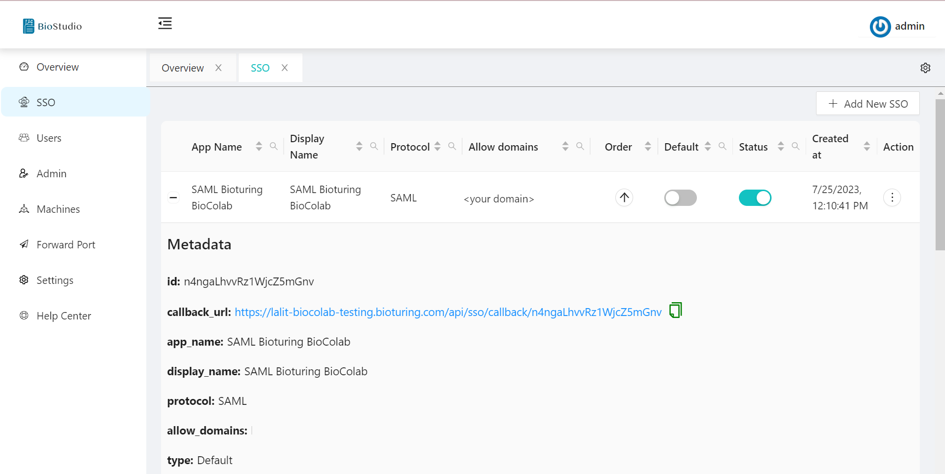 saml metadata detail