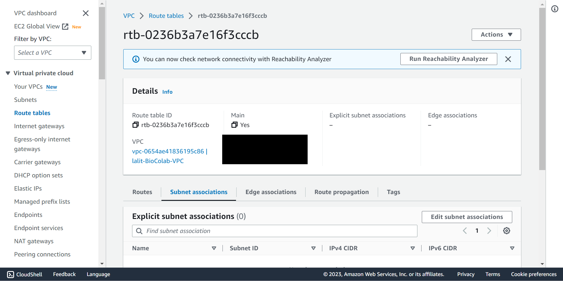 Subnet association selection